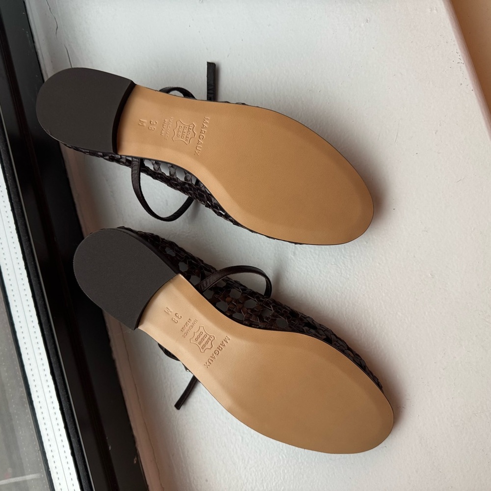 NWT Margaux The Demi Jane Ballet Flats Espresso Woven Leather Size 8 - Picture 3 of 4
